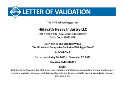 CWB Letter of Validation for CSA Standard W47.1