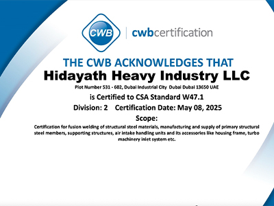 CWB Certification to CSA Standard W47.1
