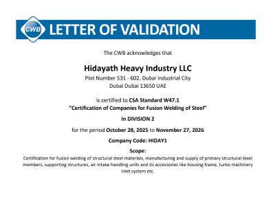 CWB Letter of Validation for CSA Standard W47.1